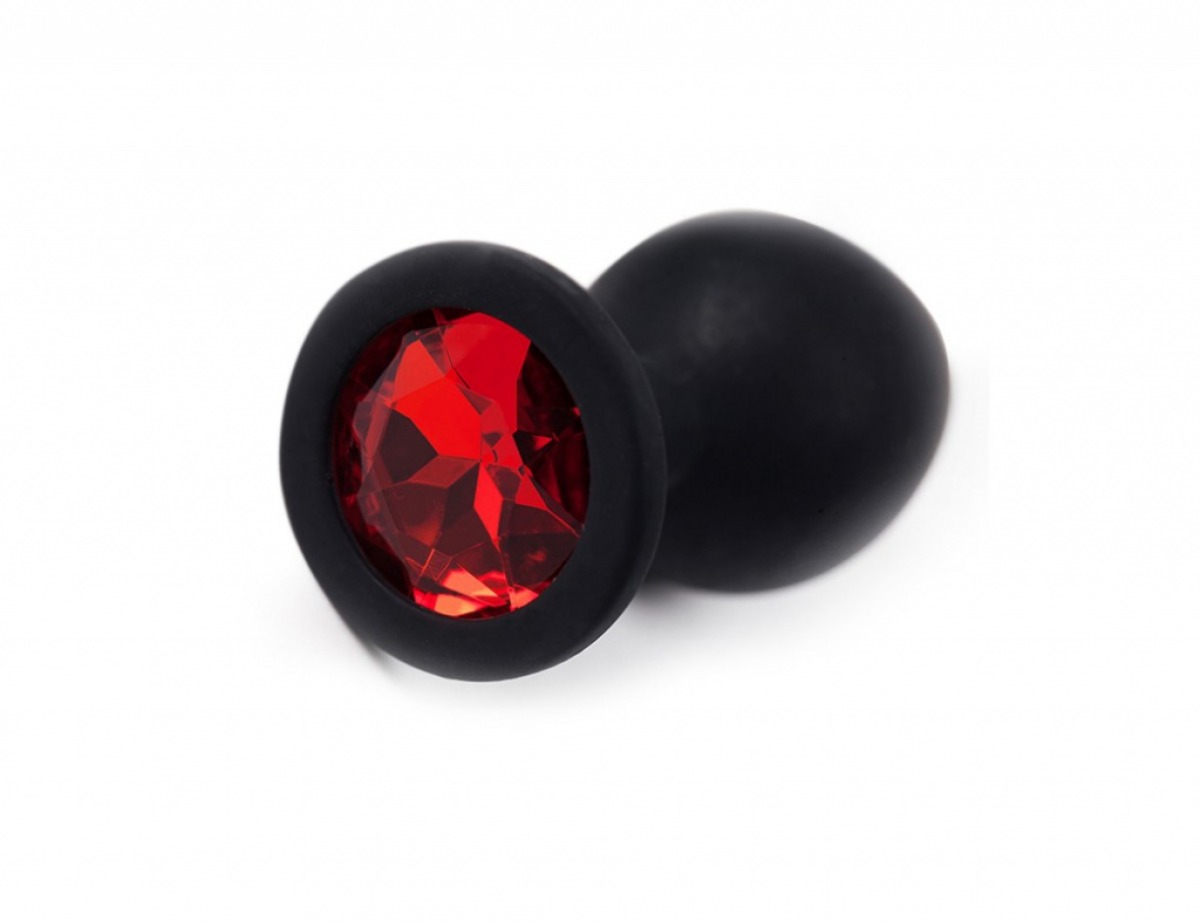 ВТУЛКА АНАЛЬНАЯ, L 92 мм D 42 мм, черная, цвет кристалла красный, силикон