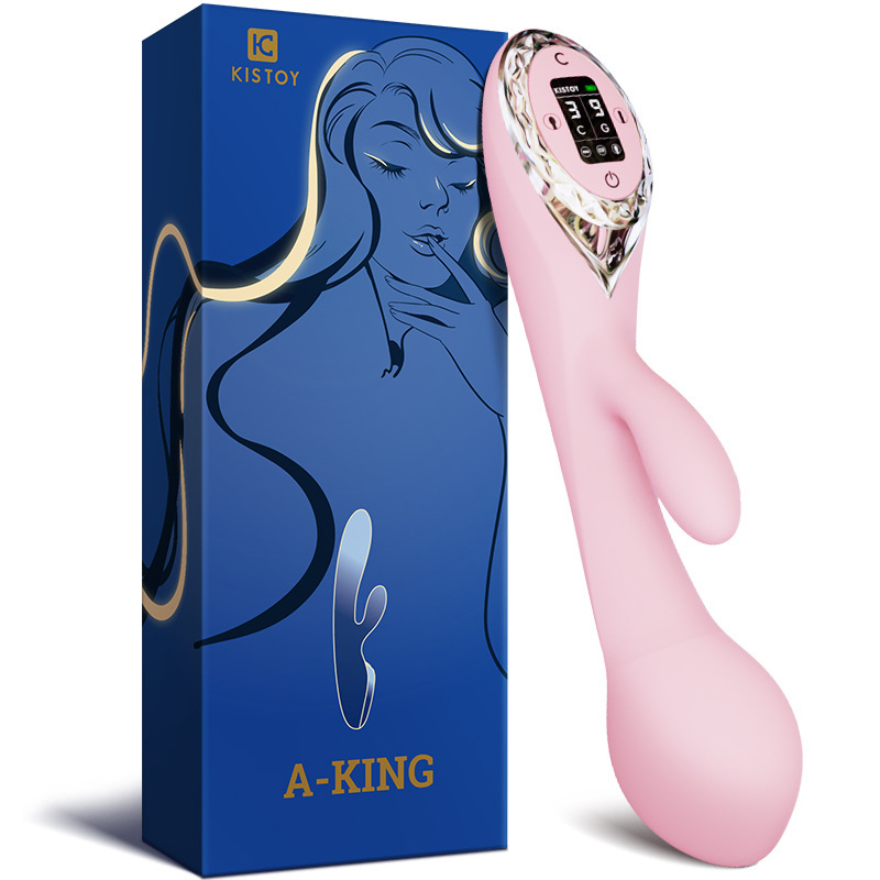 Нежно-розовый надувной вибромассажер-кролик A-King