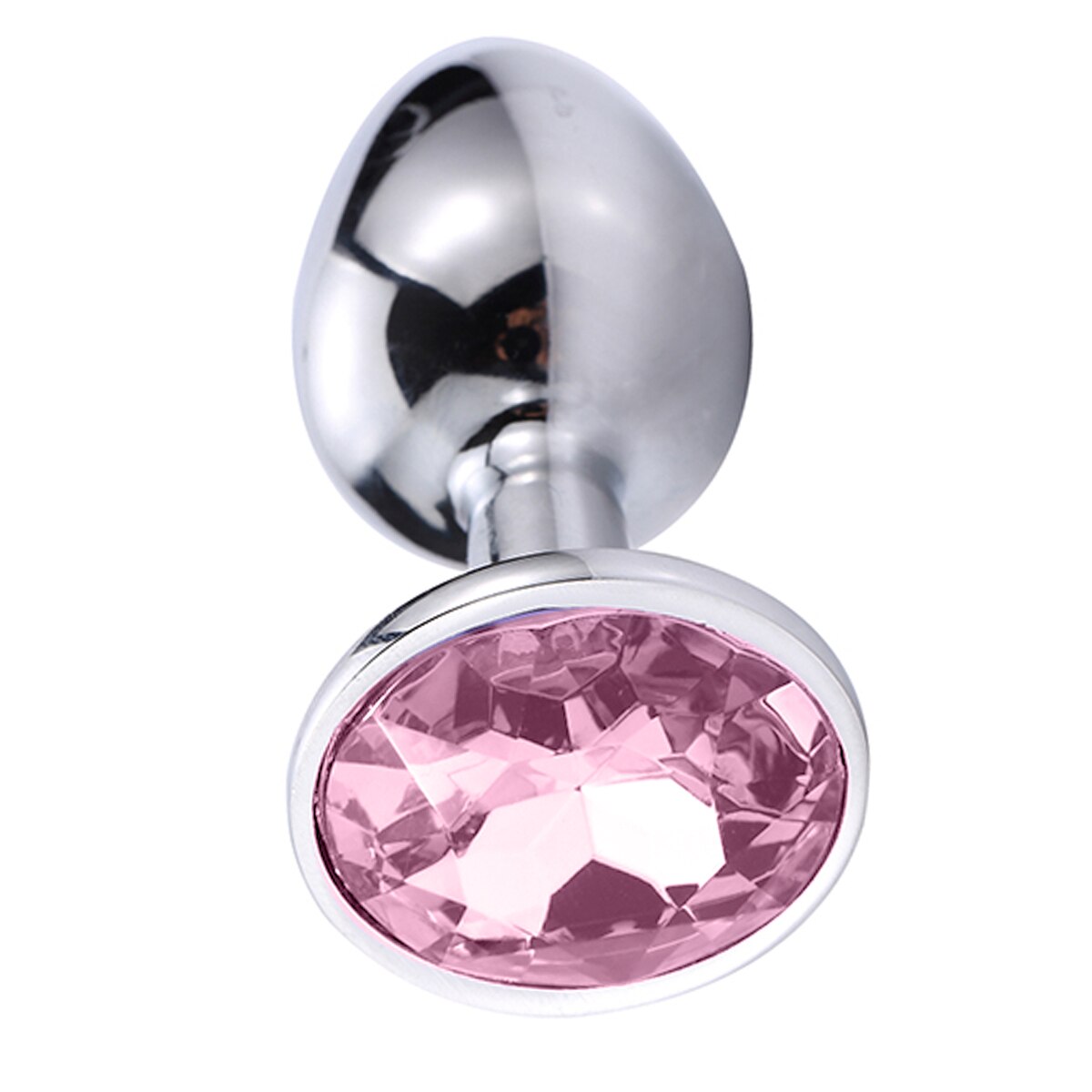 ВТУЛКА АНАЛЬНАЯ СЕРЕБРЯНАЯ, L 95 мм D 42 мм, вес 156г, цвет кристалла нежно-розовый