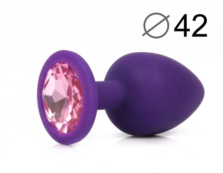 ВТУЛКА АНАЛЬНАЯ, L 80 мм D 38 мм, фиолетовая, цвет кристалла розовый, силикон