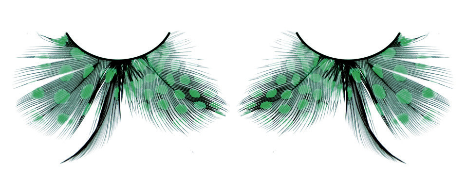 Ресницы ярко зеленые перья